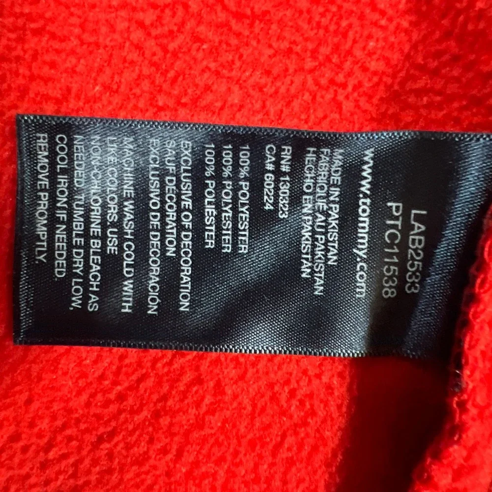 Vintage Tommy Hilfiger Fleece Jacket Kids 6 Red Global Stripe Full Zip Winter